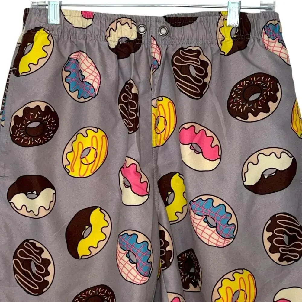 US Surf Club Mens Bathing Suit, Swimsuit Colorful Donut Print Gray Size Large